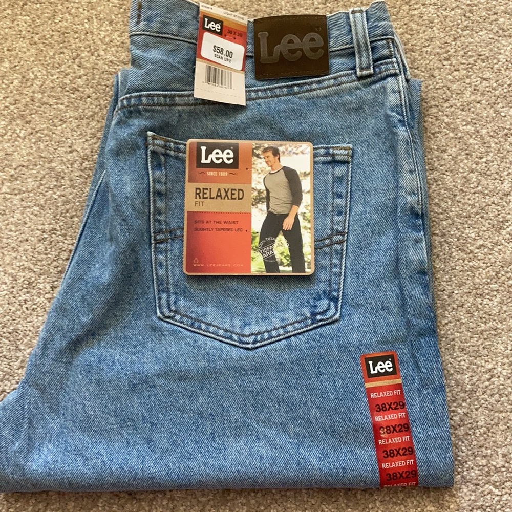 Lee jeans 38 x 29 relaxed fit light stone men’s jeans new
